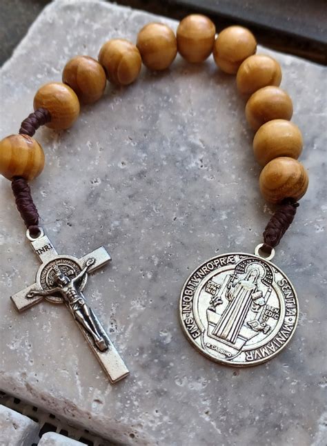 St Benedict Wood Bead Pocket Rosary The ACTS Mission Store