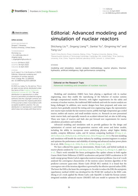 PDF Editorial Advanced Modeling And Simulation Of Nuclear Reactors