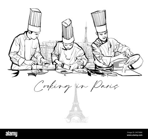 Chefs Cooking In Paris Vector Illustration Stock Vector Image Art