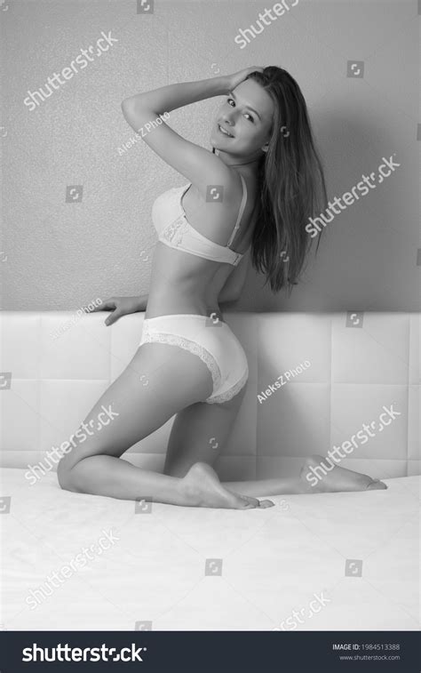 Sexy Woman White Lingerie On Bed Stock Photo Shutterstock