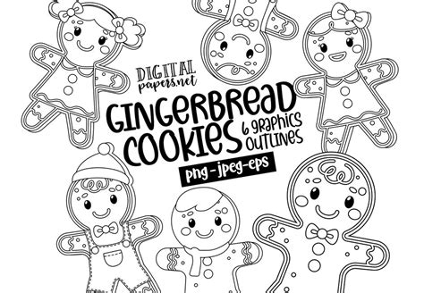 Gingerbread Men Clipart Outlines Commercial Use Christmas Clipart Png Gingerbread Cookies