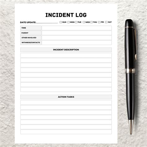Editable Incident Report Form Template, Printable Incident Log (digital ...