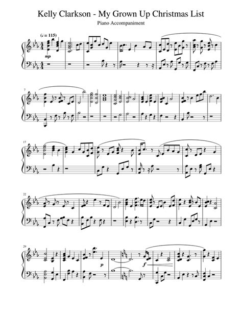 Kelly Clarkson - My Grown Up Christmas List Piano Accompaniment Sheet music for Piano (Solo ...