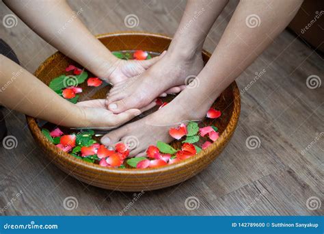 Female Feet At Spa Pedicure Procedure Spa Foot Massage Massage Of