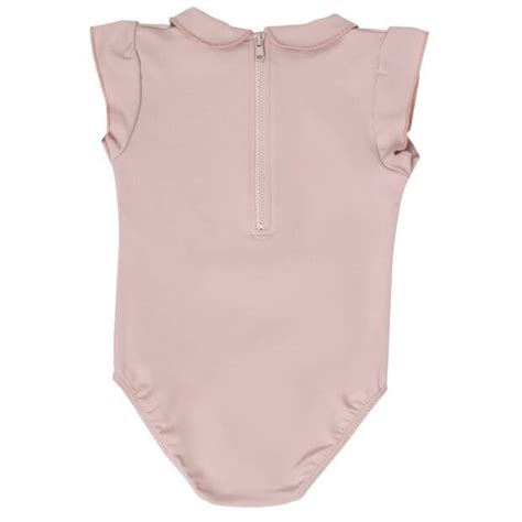 Peter Pan Collar Swimsuit S S Rose Nude Petit Crabe