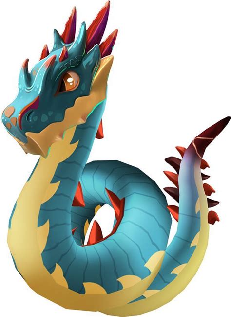 A Blue And Yellow Dragon With Red Spikes On Its Head