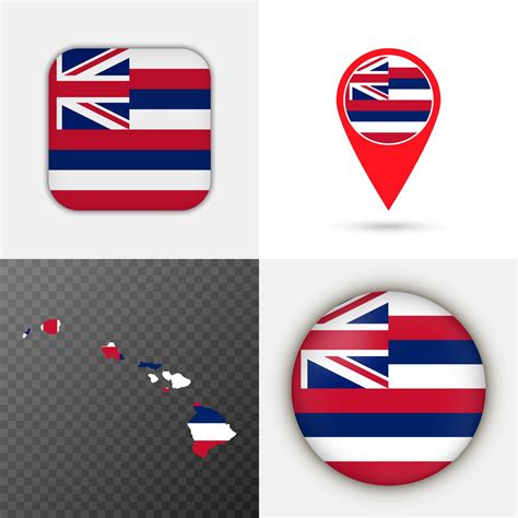 Set of Hawaii state flag. Vector illustration. 15260341 Vector Art at ...