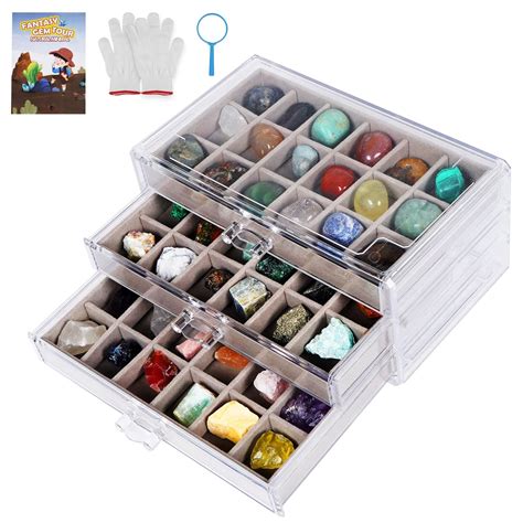 Buy Acrylic Rock Collection Display Case Rock Collection Box for Kids ...