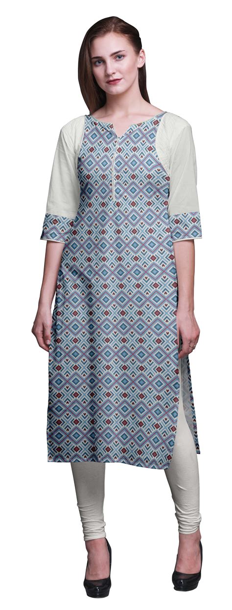 Bimba Cotton Panel Straight Kurtis For Women Long Kurti Dress Printed