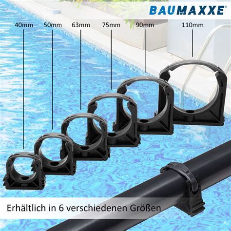 PVC Rohrschellen Set I 50 mm I Kunststoff I 10 Stück I Pool Zubehör I