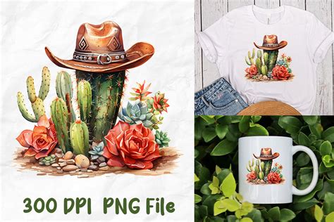 Hippie Retro Cactus Cowboy Hat Flowers By Unlimab Thehungryjpeg