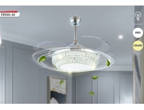 Ventilador Candil Con Lampara Led Y Aspas Retractil F Mercadolibre