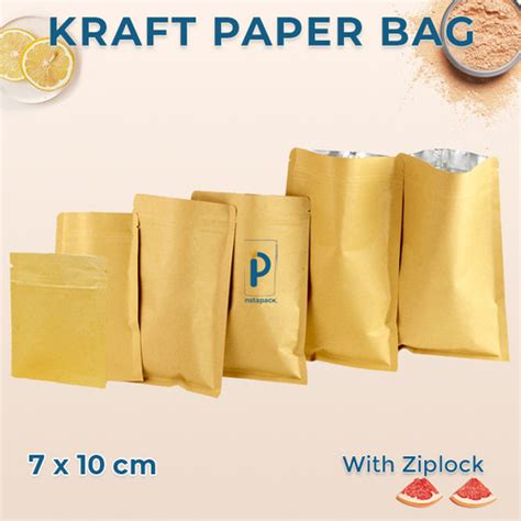 Jual Kemasan Kraft Paper 7cm X 10cm Flat Bottom Ziplock Bag Kemasan