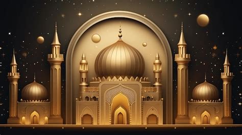 Premium Photo | Realistic Golden Islamic Mosque