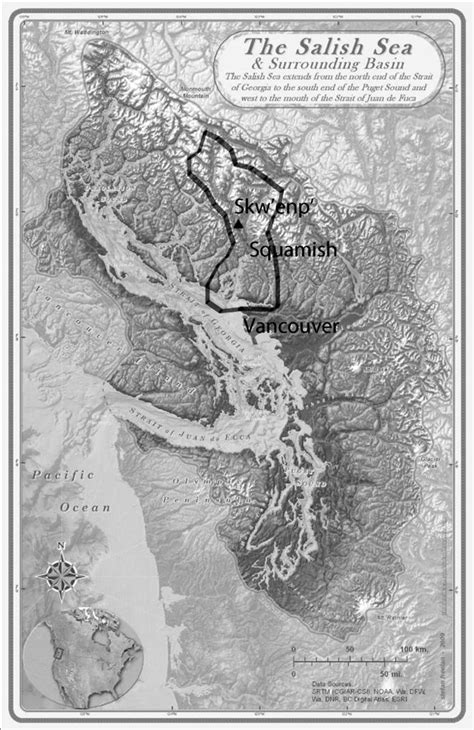 The Salish Sea, Squamish Nation territory and the location of the stone ...