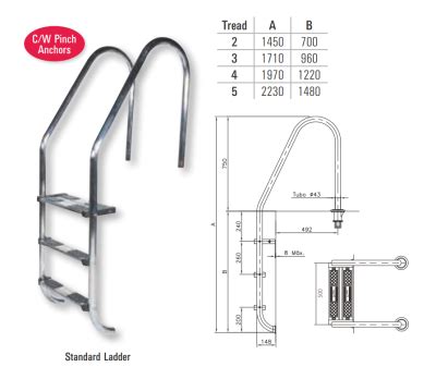 Certikin Stainless Steel Standard Ladder 4 Tread - Ladders & Handrails ...