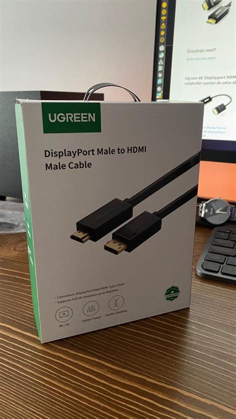 Ugreen K Displayport Hdmi D N T R C Kablo Siyah Metre