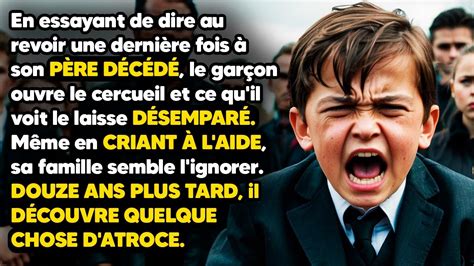 En faisant ses adieux à son PÈRE DÉCÉDÉ le garçon réalise qu il y a eu