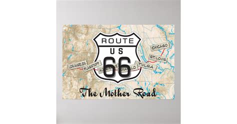 Route 66 Map Poster | Zazzle