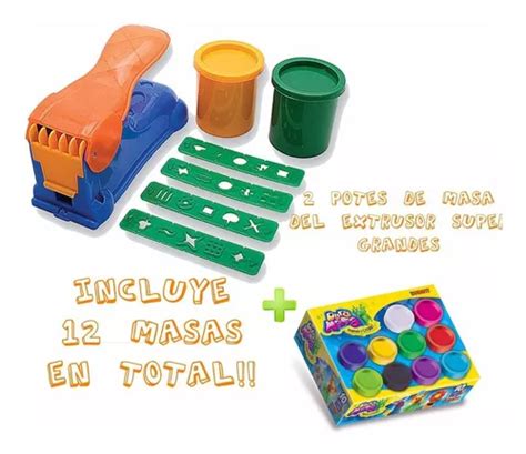 Kit Juego Fabrica D Dura Masa Extrusor Potes Plastilina