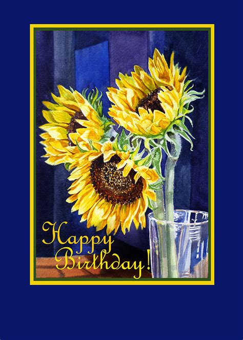 Happy Birthday Happy Sunflowers Painting By Irina Sztukowski