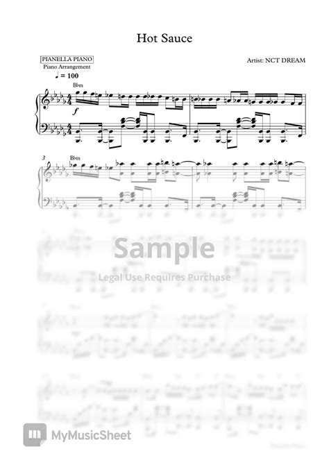 NCT DREAM Hot Sauce 2 PDF Original key in Db Major Easier Key in C Major 악보 by Pianella Piano