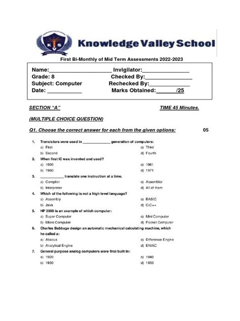 Computer Class 8 1 Pdf