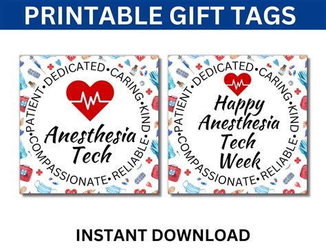 Anesthesia Tech Week Printable Tags Anesthesia Technician Week Tags