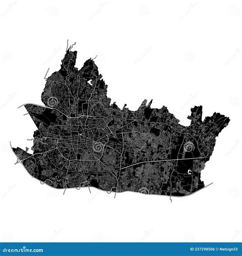 Mapa De Vectores De Alta Resolución En Blanco Y Negro De Bandung