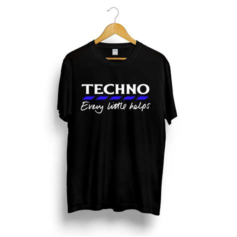 Techno Slogan Printed T Shirt Tesco Funny Dance Music Underground Black