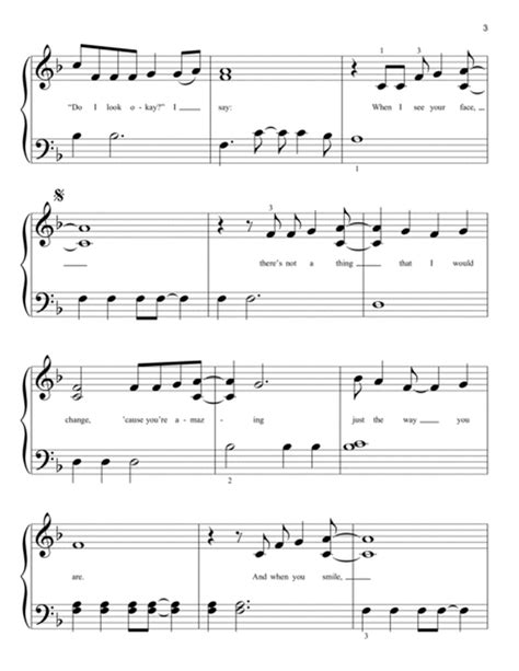 Just The Way You Are by Bruno Mars - Easy Piano - Digital Sheet Music ...