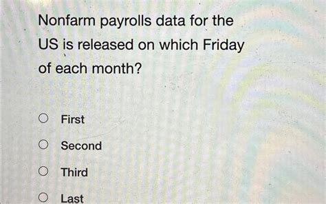 Solved Nonfarm payrolls data for the US is released on which | Chegg.com