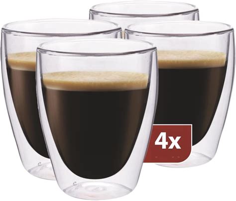 Maxxo Vasos de Doble Pared Coffee 4x 235 ml Copas de Vidrio Térmico