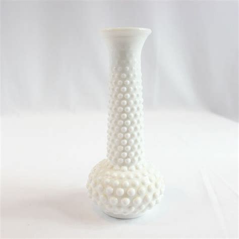 Home Living E O Brody Vintage Glass Vase Milk Glass Hobnail Bud Vase