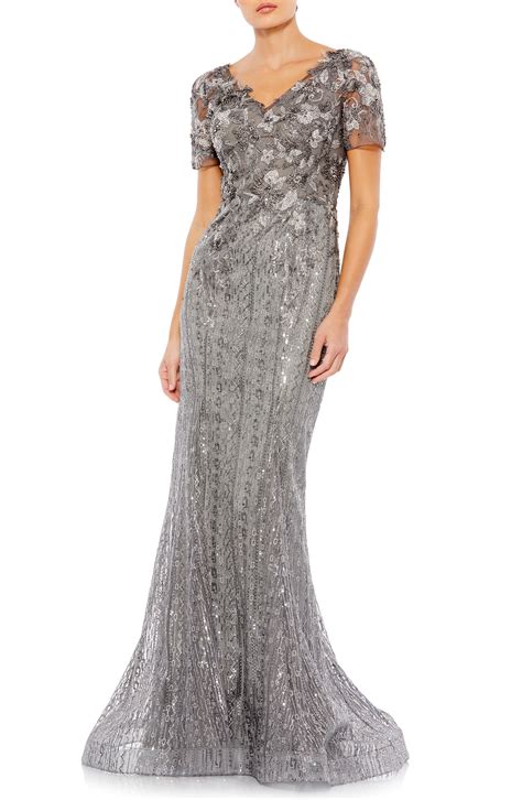 Mac Duggal Embellished Mermaid Gown In Gray Lyst