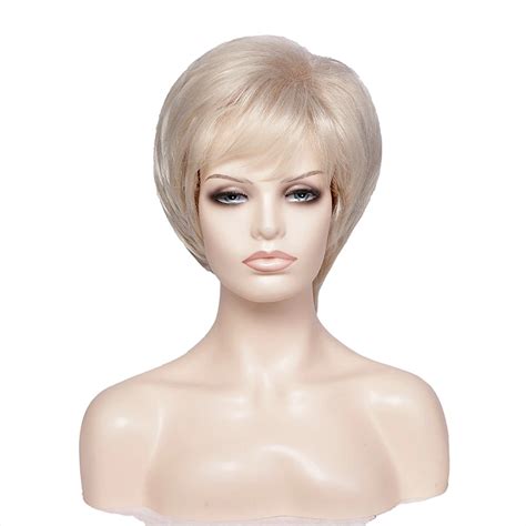 Amir Synthetic Platinum Blonde Wig Short Pixie Cut Straight Hair Puffy