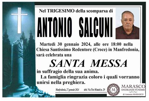 Funerali E Annunci Funebri A Manfredonia Antonio Salcuni Funer