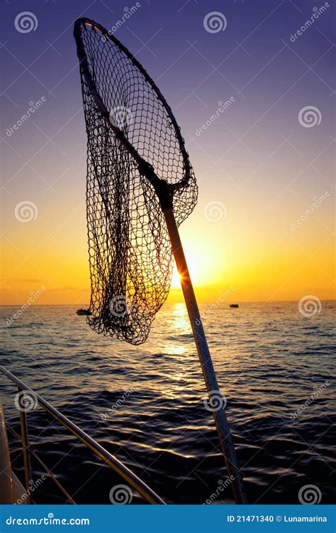 Dip Net In Boat Fishing On Sunrise Saltwater Stock Photo - Image: 21471340