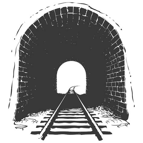 Silueta entrada del túnel del tren color negro sólo Vector Premium