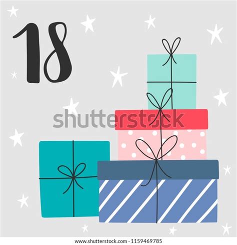 Advent Calendar Christmas Presents 18 Stock Vector Royalty Free