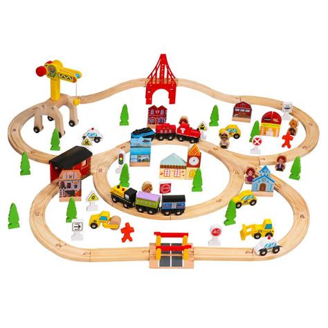 100 Pcs Wooden Train Tracks Sets Multicolor Wooden Toy Train Sale ...