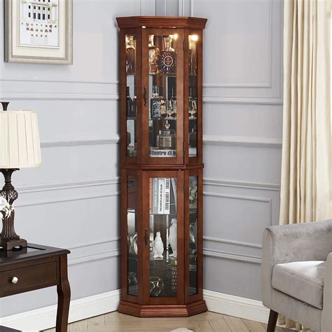 Buy Inmozatalighted Corner Curio Cabinets With Glass Doors Tall Display