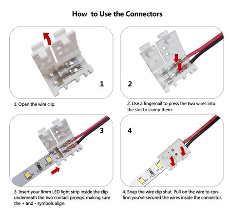 Led Light Strip Connectors 8mm 2 Pin DIY Strip To Wire Connectors