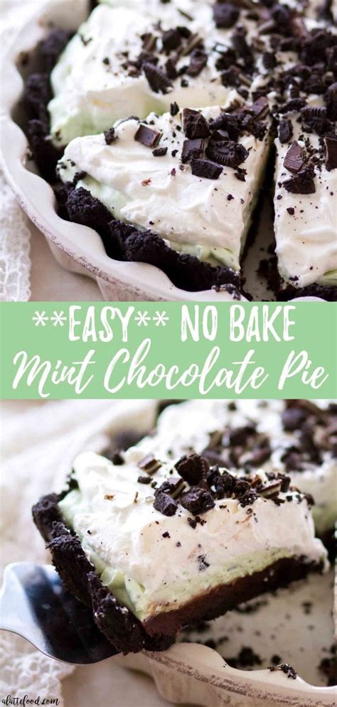 No Bake Mint Chocolate Pie with Oreo Crust