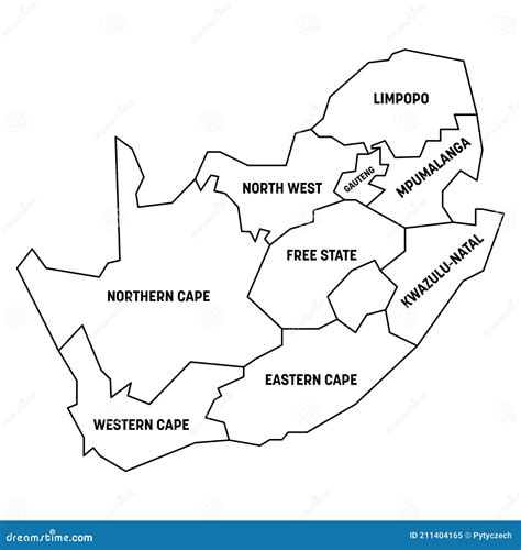 South Africa Map Of Provinces Stock Vector Illustration Of