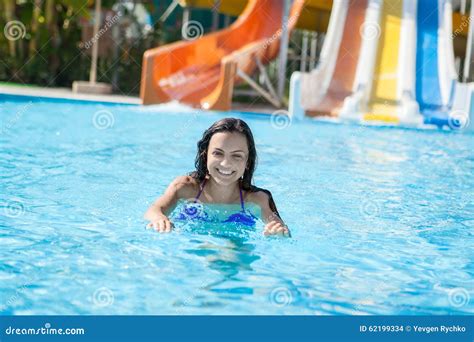 Girl In Bikini Sliding Water Park Stock Photo Image Of Ride Flowing