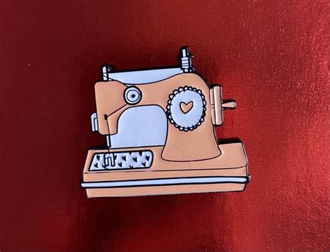 Peachy Keen Sewing Machine Brooch