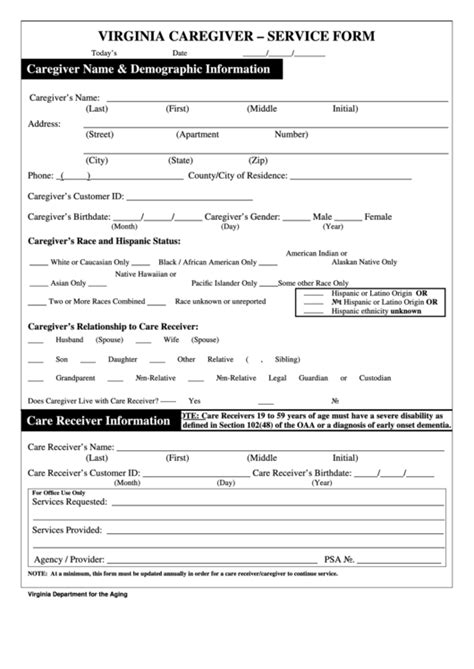 Free Printable Caregiver Forms