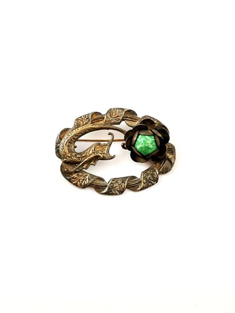 Art Nouveau Dragon Brooch 1930s Vintage Jewelry Etsy