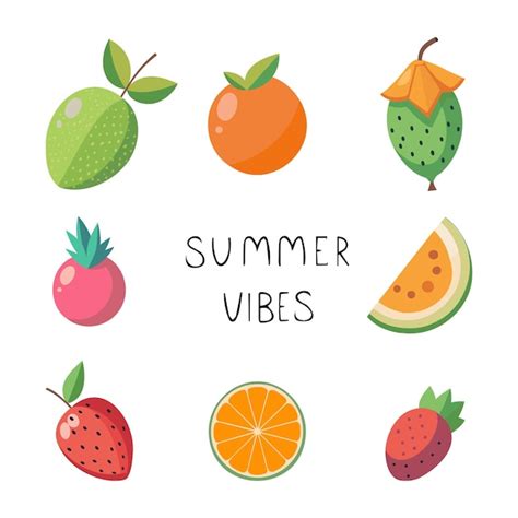 Conjunto De Frutas Y Bayas De Verano Vibraciones De Verano Ilustraci N